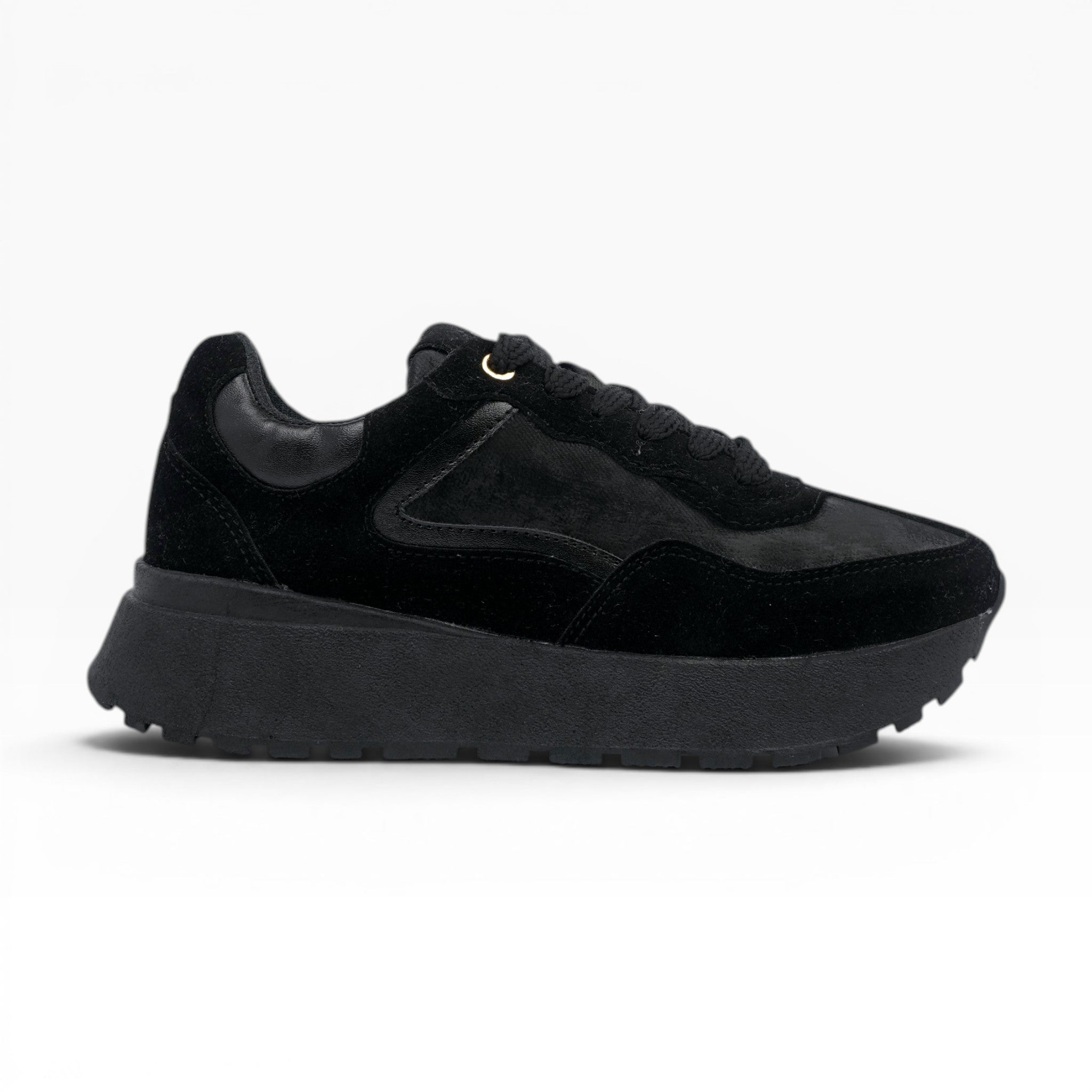 Tenis Total Black Spimfer con Plataforma para Mujer: Estilo Minimalista y Confort