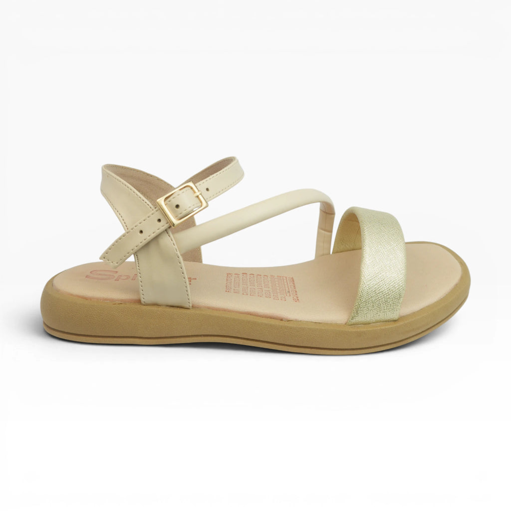 Sandalias Beige con Tira Dorada para Mujer Spimfer