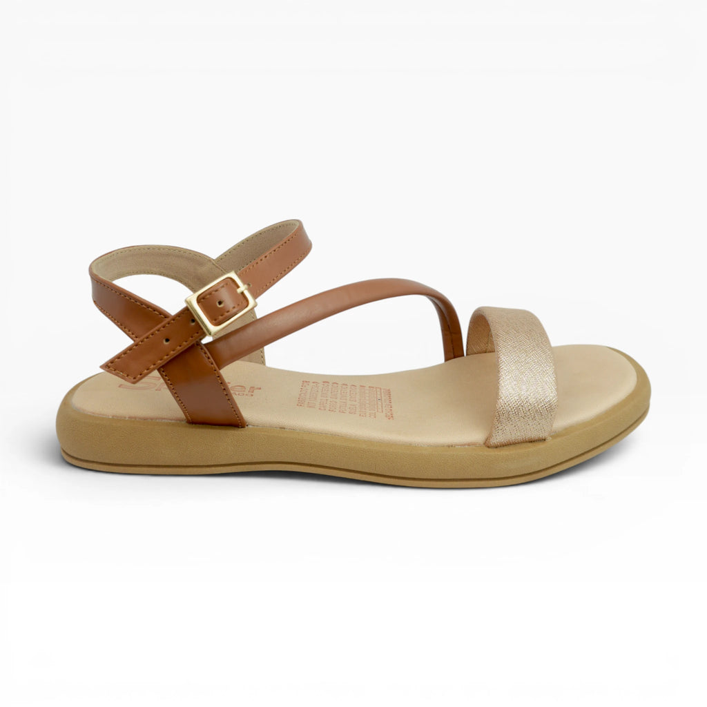 Sandalias Miel con Tira Dorada para Mujer Spimfer