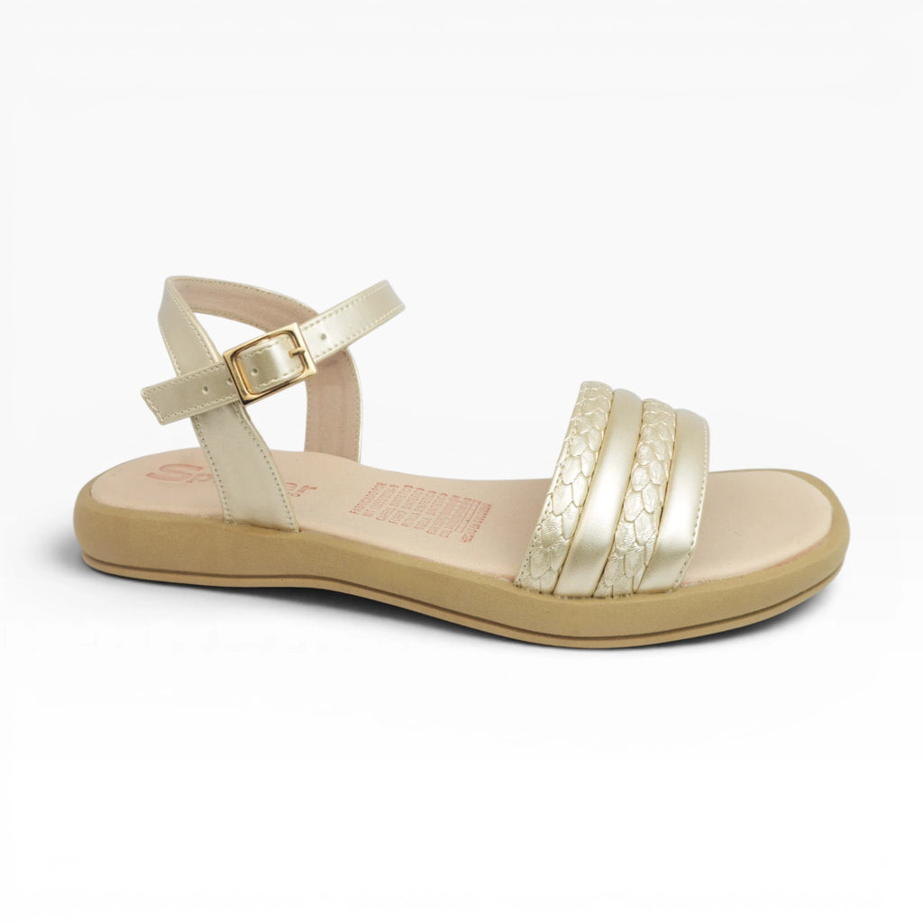 Sandalias Planas Champaña de Tiras Trenzadas para Mujer Spimfer