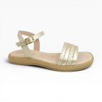 Sandalias Planas Champaña de Tiras Trenzadas para Mujer Spimfer