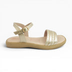 Sandalias Planas Champaña de Tiras Trenzadas para Mujer Spimfer