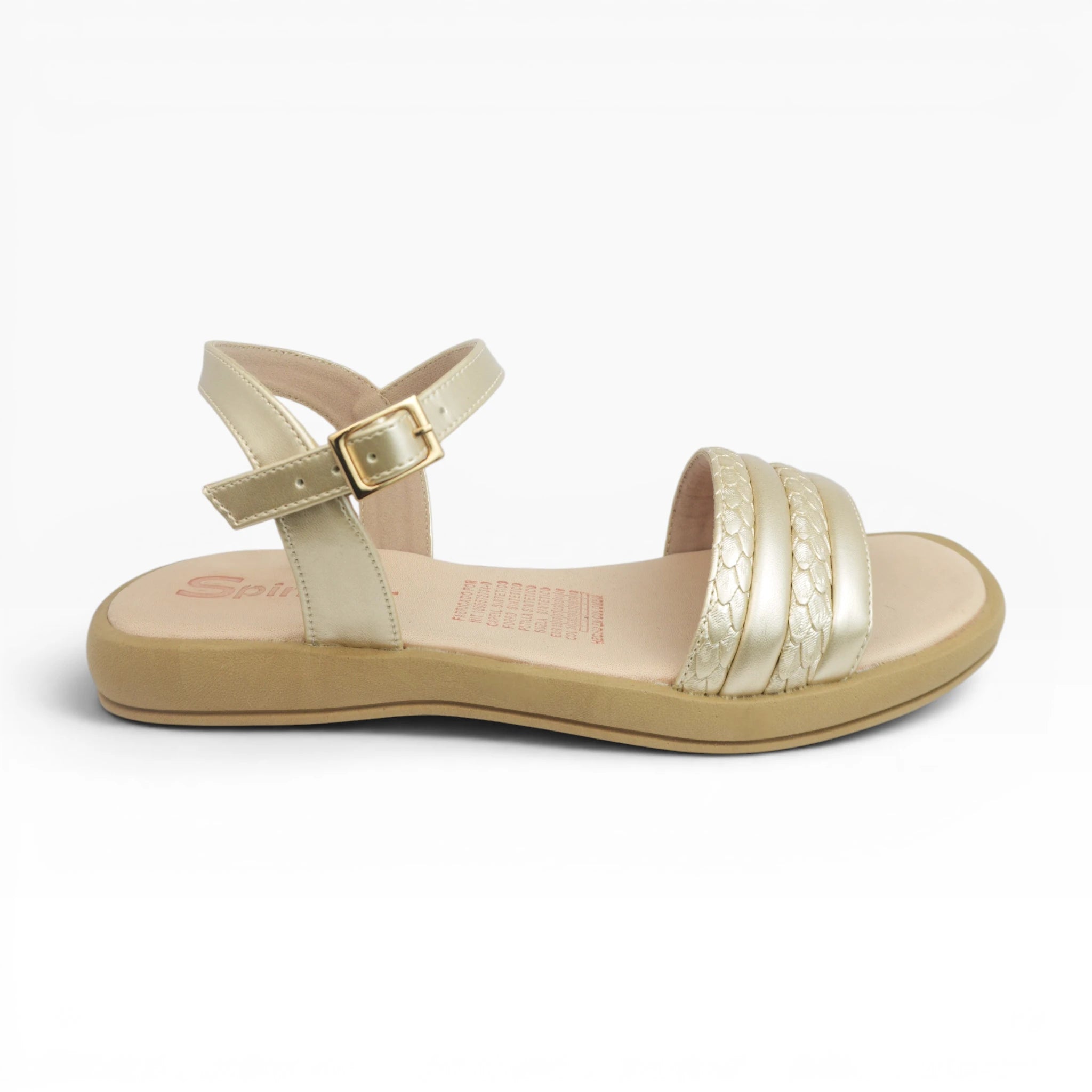 Sandalias Planas Champaña de Tiras Trenzadas para Mujer Spimfer