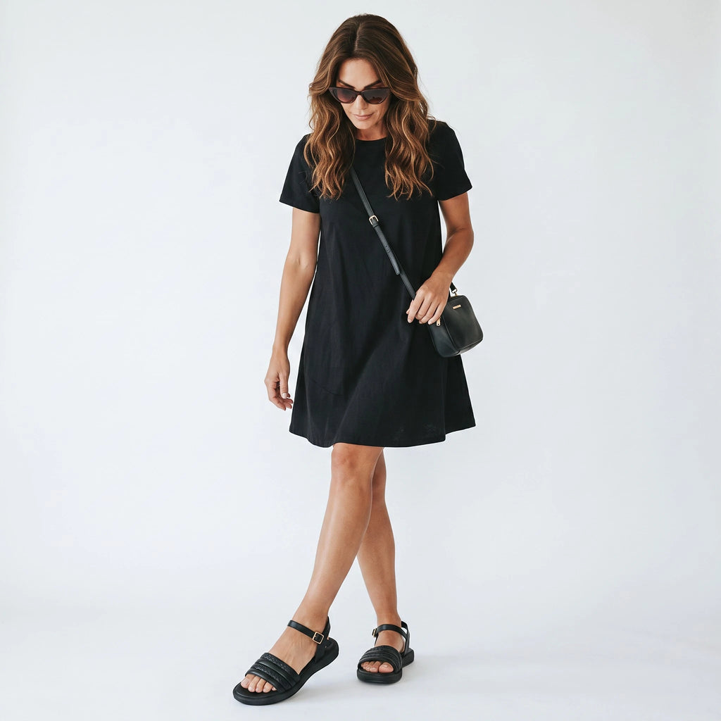Sandalias Planas Negras de Tiras Trenzadas para Mujer Spimfer