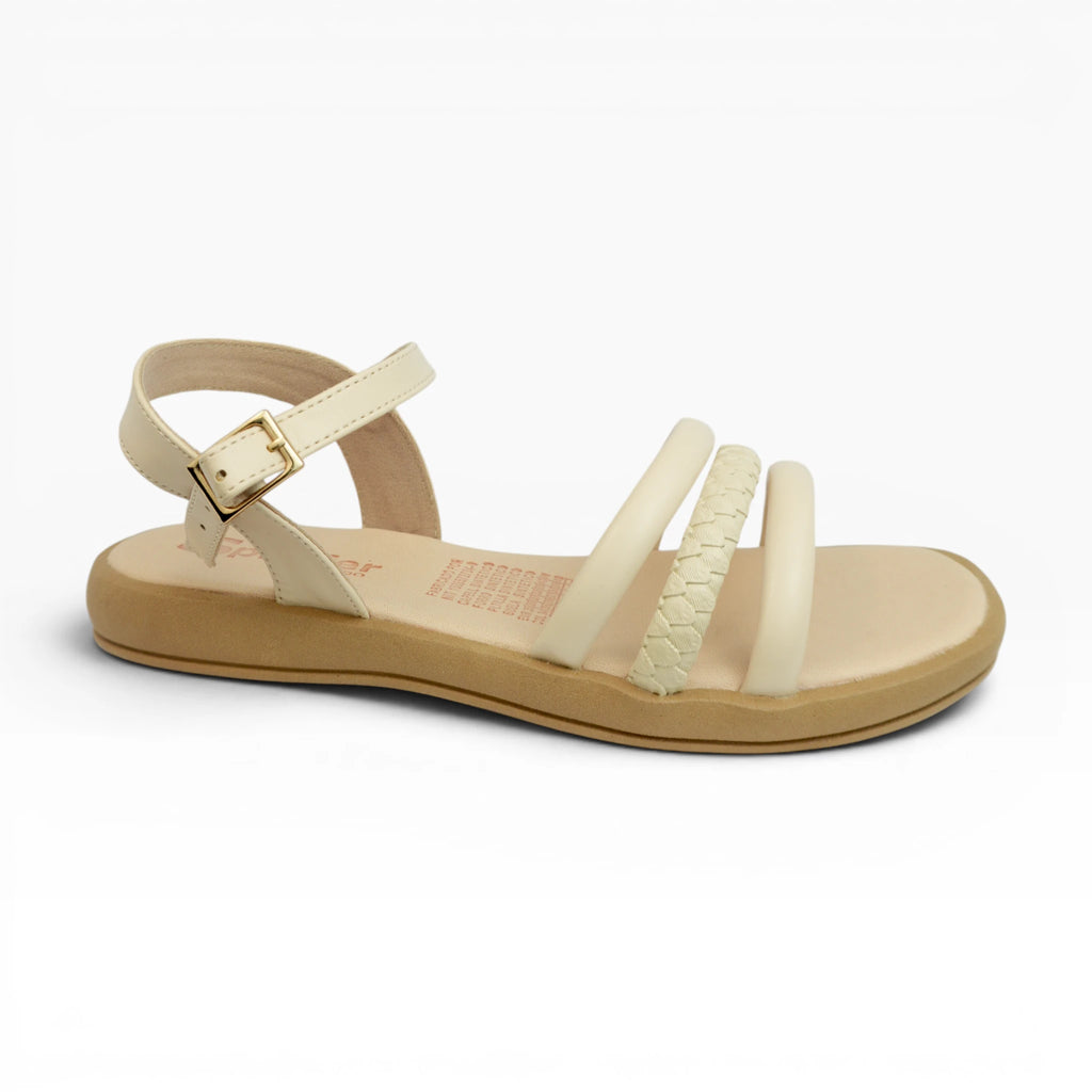 Sandalias Beige con Tiras y Detalle Trenzado para Mujer Spimfer