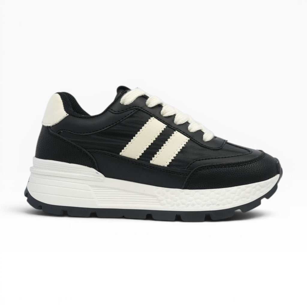 Tenis Deportivos Spimfer Negros y Blancos para Mujer: Confort y Estilo Urbano