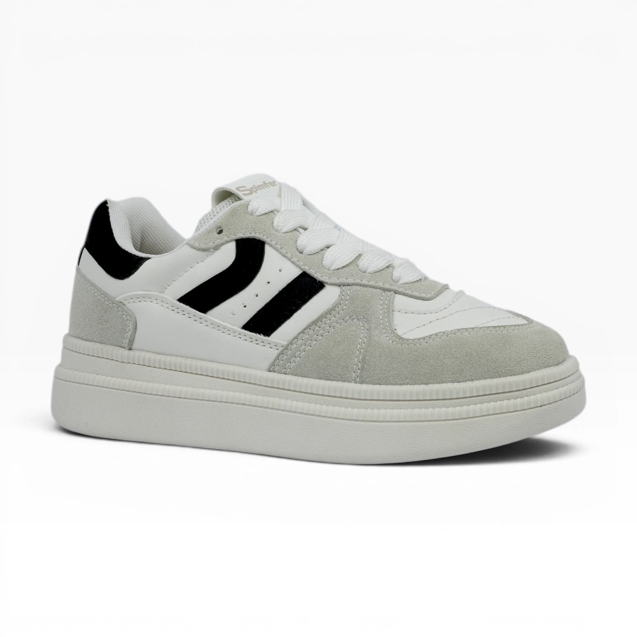 Tenis Urbanos Spimfer Blanco Negro con Plataforma para Mujer
