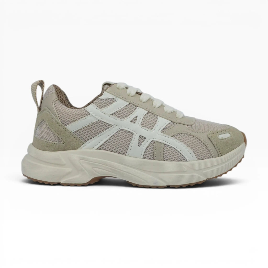 Tenis Deportivos Spimfer Beige y Blanco para Mujer: Confort y Tendencia Streetwear