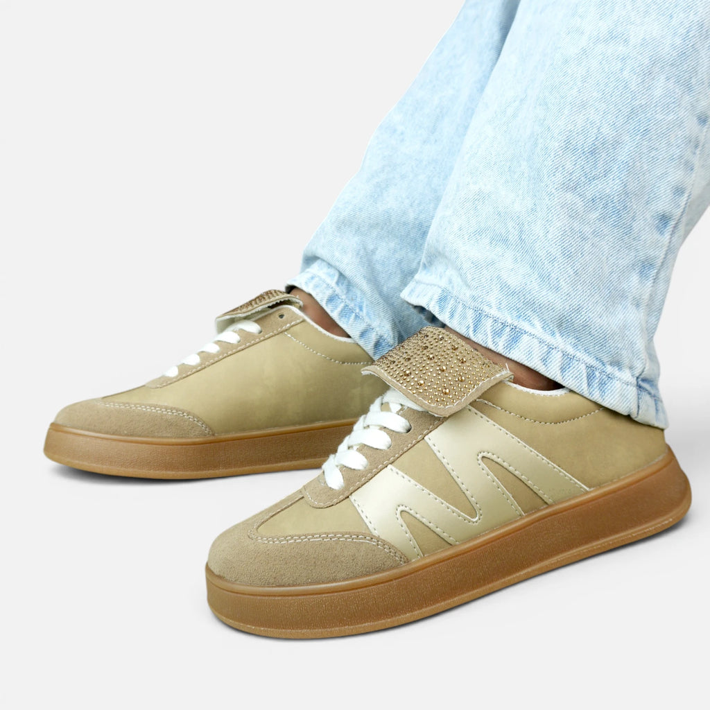 Tenis Beige Spimfer Urban Chic para Mujer