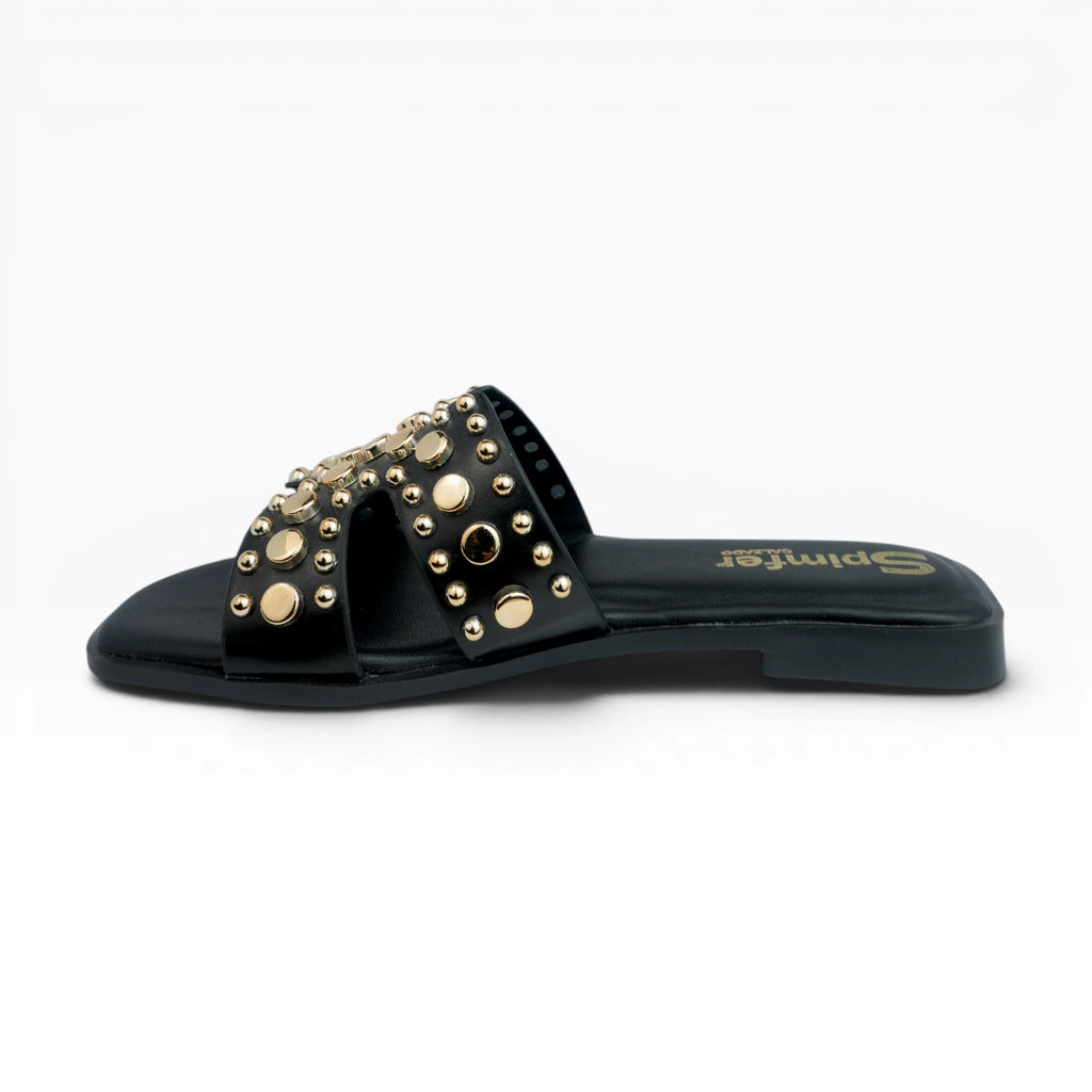 Sandalias Planas Spimfer para Mujer Color Negro