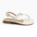Sandalias Tres Puntadas Color Talco con Detalles Dorados Spimfer