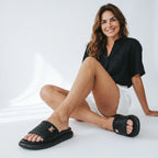 Sandalias Negras Tejidas para Mujer Spimfer