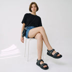 Sandalias de Mujer Negras con Estampado A cuadros y Plataforma Confort