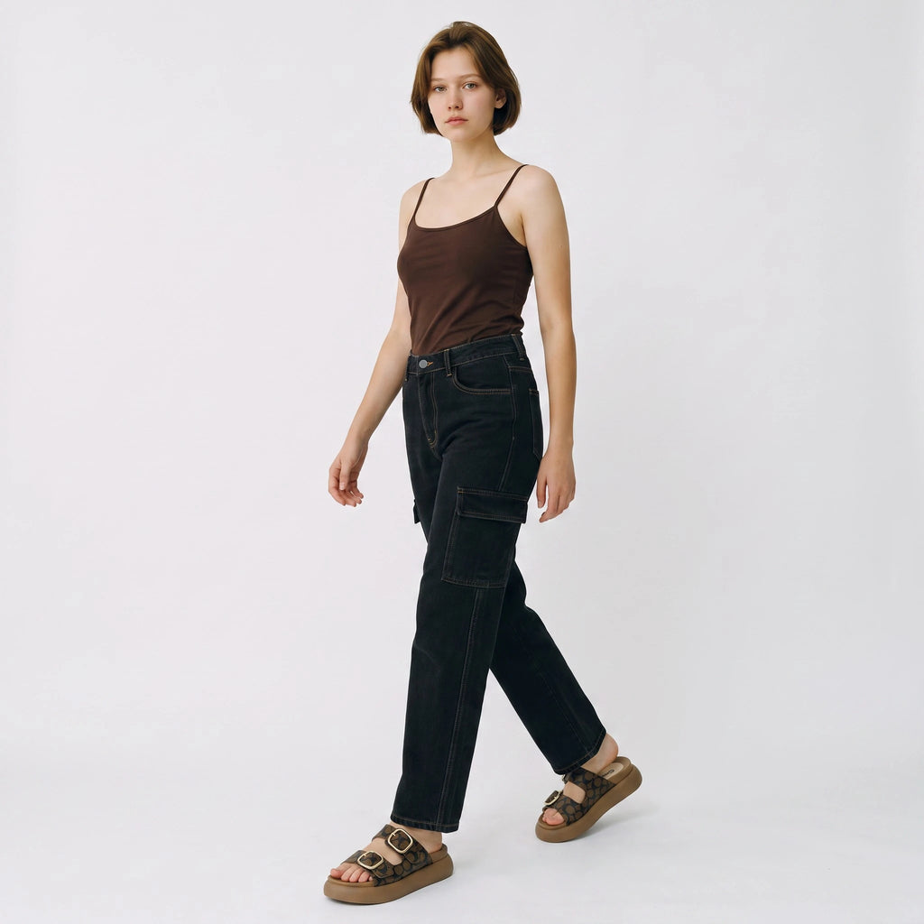 Sandalias Café con Hebillas para Mujer Spimfer