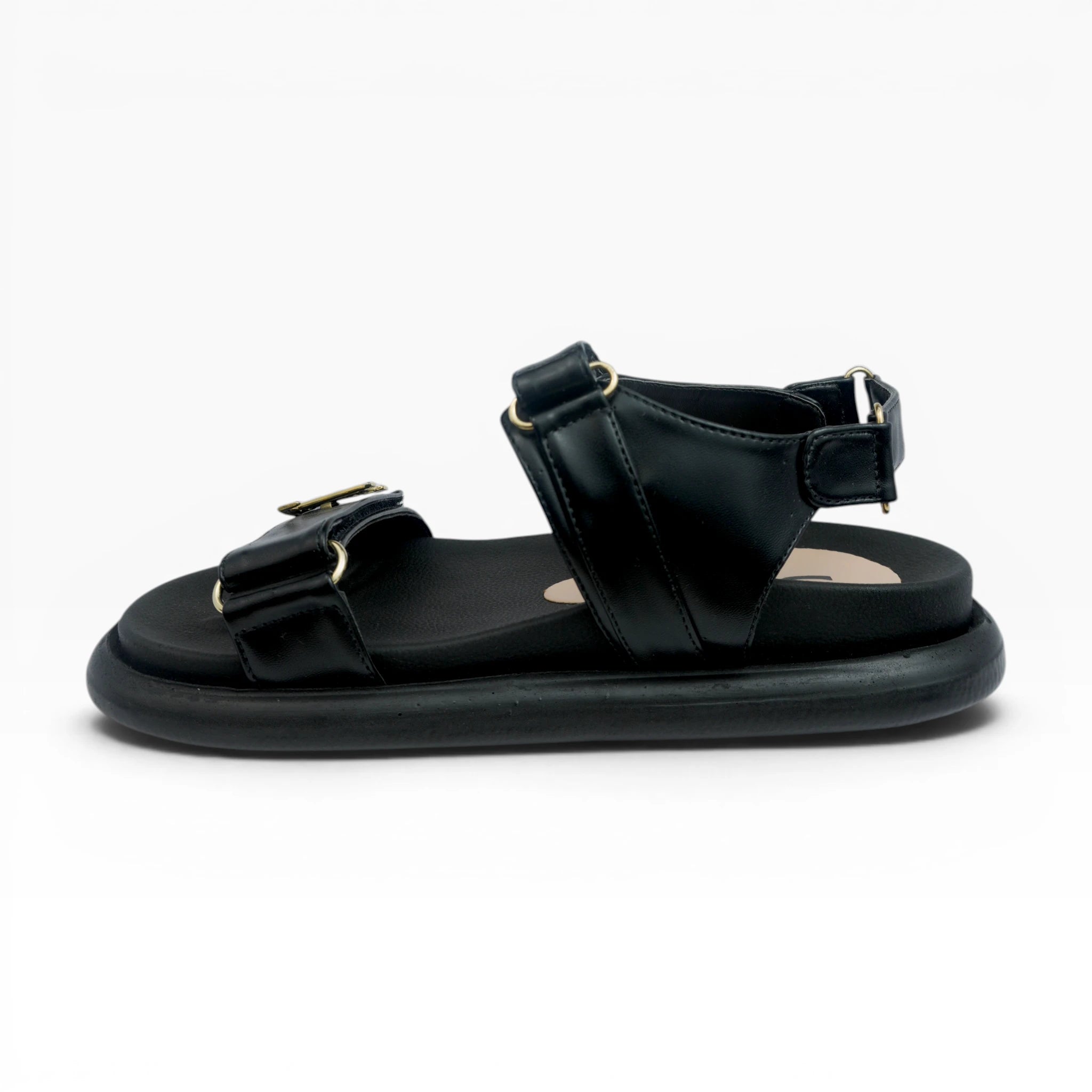 Sandalias Negras para Mujer con Plataforma Confort y Ajuste Ajustable