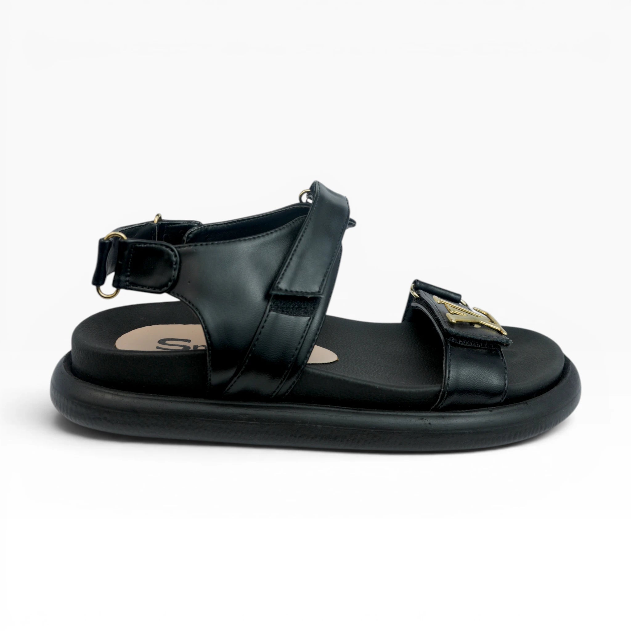 Sandalias Negras para Mujer con Plataforma Confort y Ajuste Ajustable