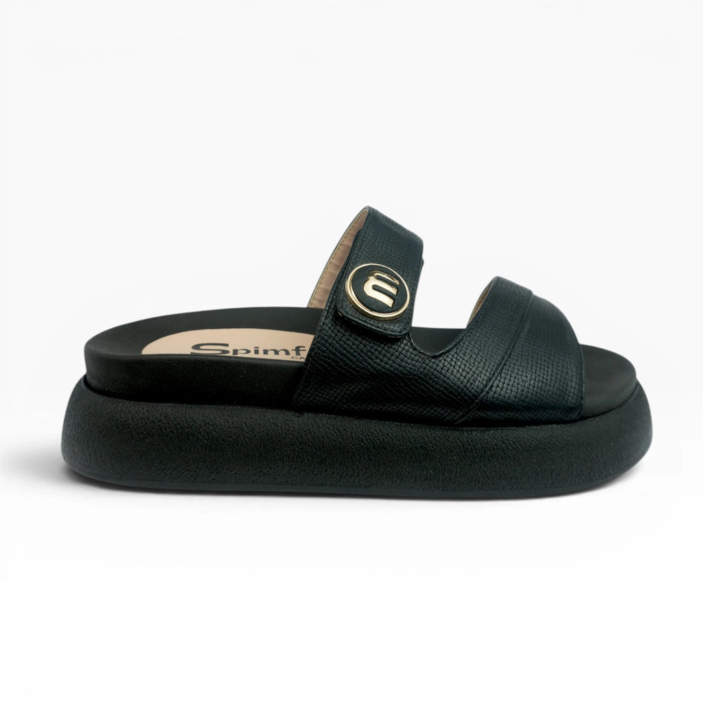 Sandalias Negras con Velcro para Mujer Spimfer