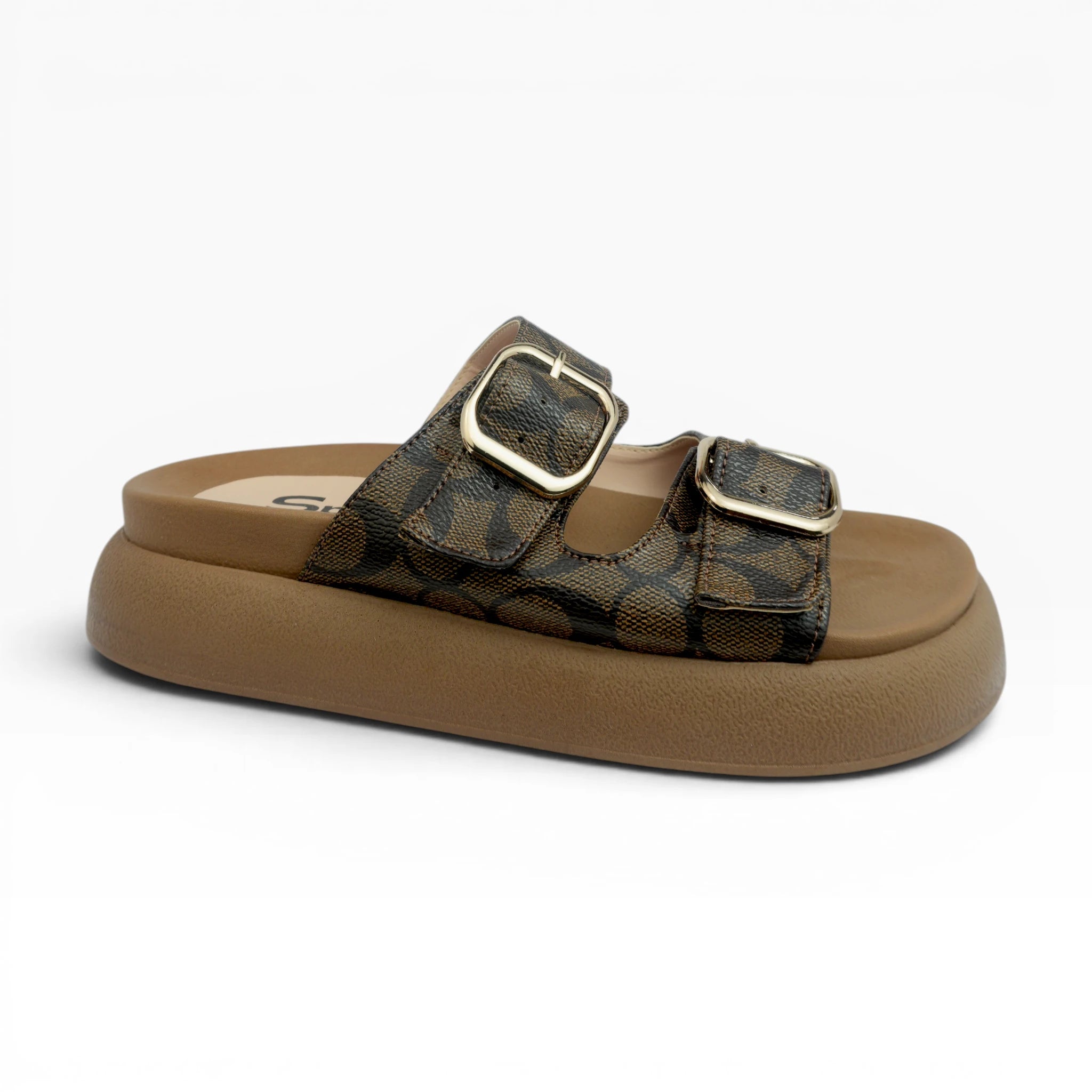Sandalias Café con Hebillas para Mujer Spimfer