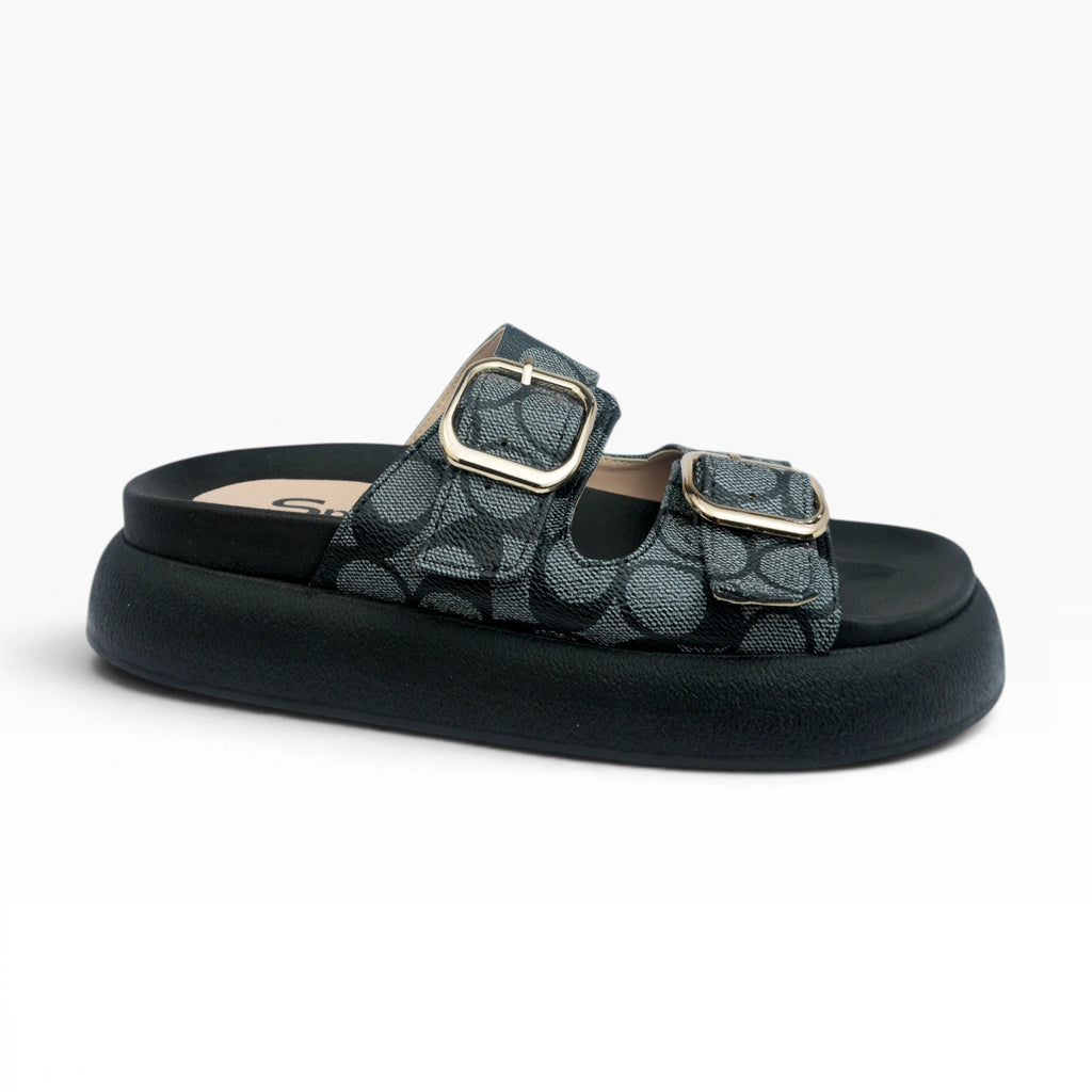 Sandalias Negras con Hebillas para Mujer Spimfer