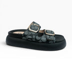 Sandalias Negras con Hebillas para Mujer Spimfer
