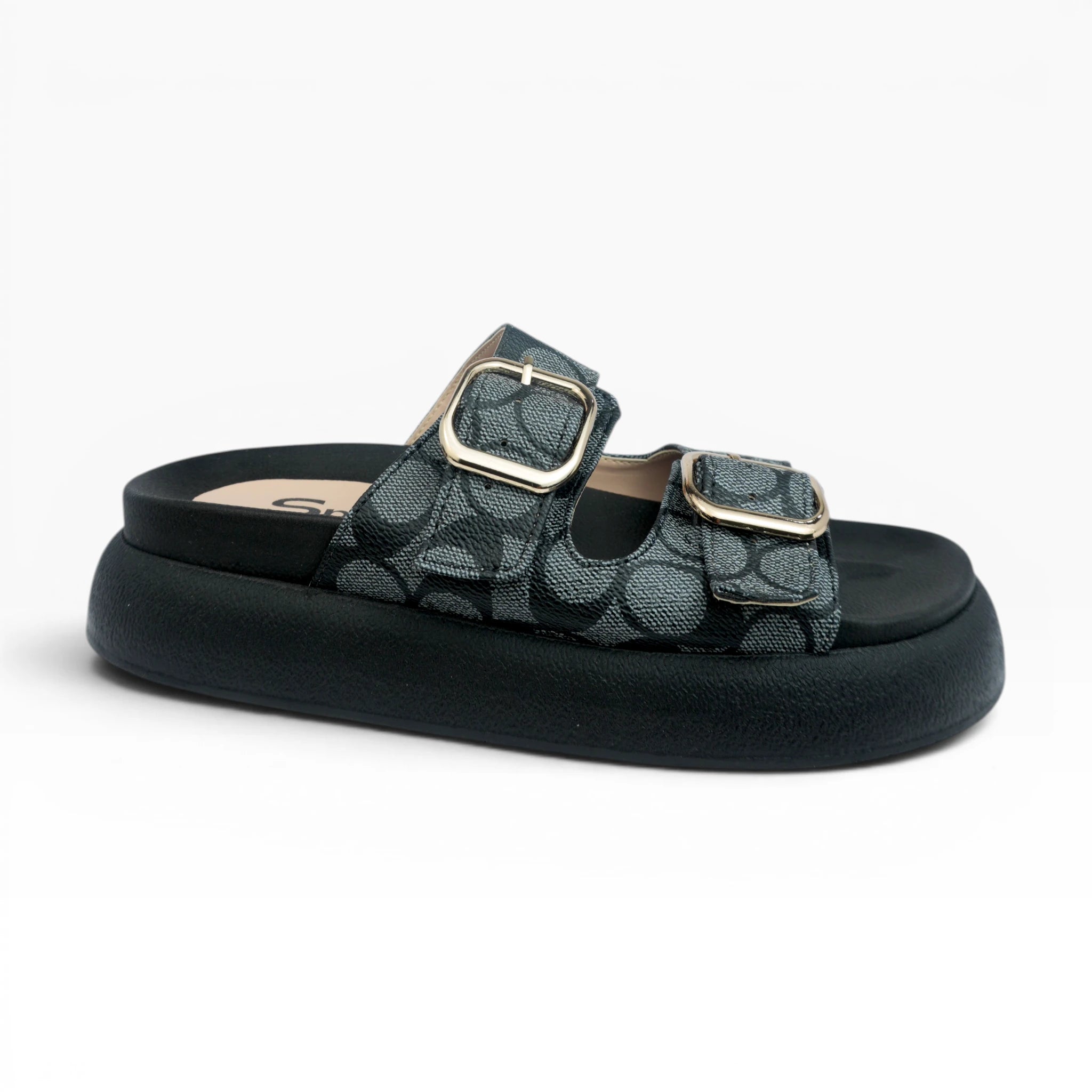 Sandalias Negras con Hebillas para Mujer Spimfer