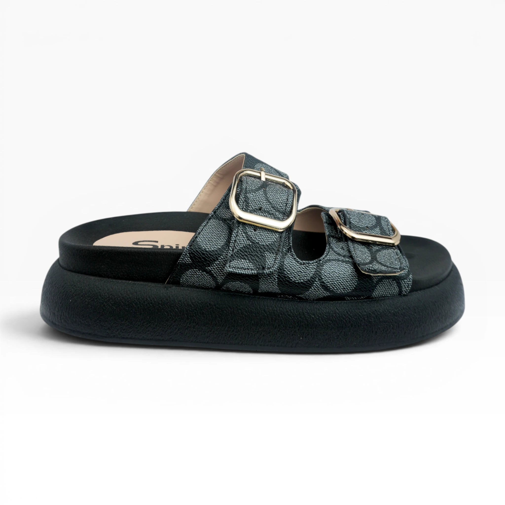 Sandalias Negras con Hebillas para Mujer Spimfer