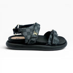 Sandalias de Mujer Negras con Estampado A cuadros y Plataforma Confort