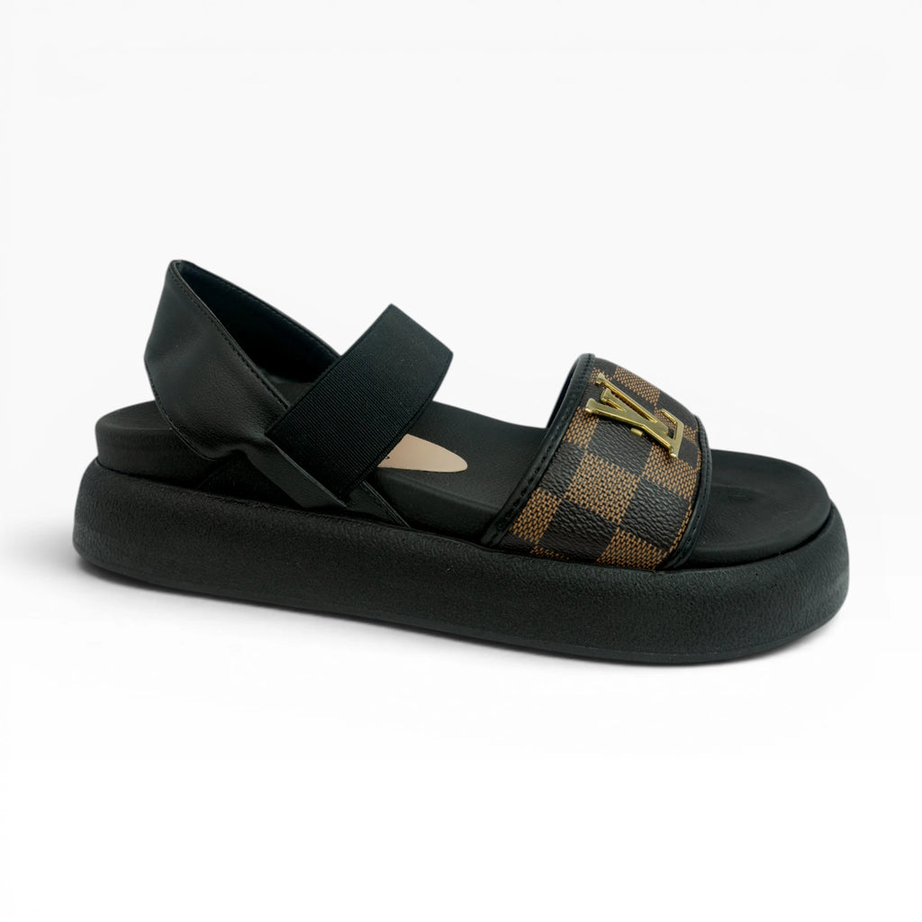 Sandalias Café Negro con Elástico para Mujer Spimfer
