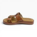 Sandalias Bajas Miel para Mujer Spimfer con Hebilla y Ojales