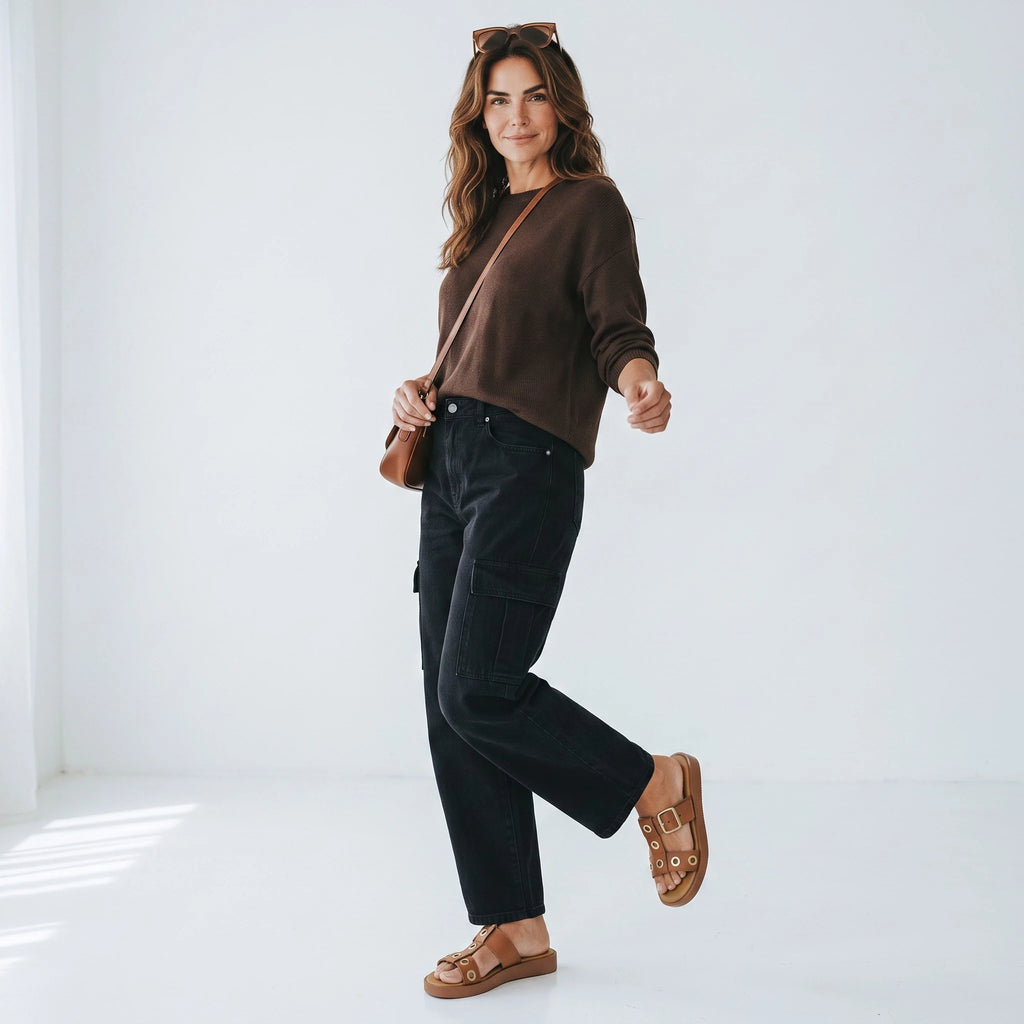 Sandalias Bajas Miel para Mujer Spimfer con Hebilla y Ojales