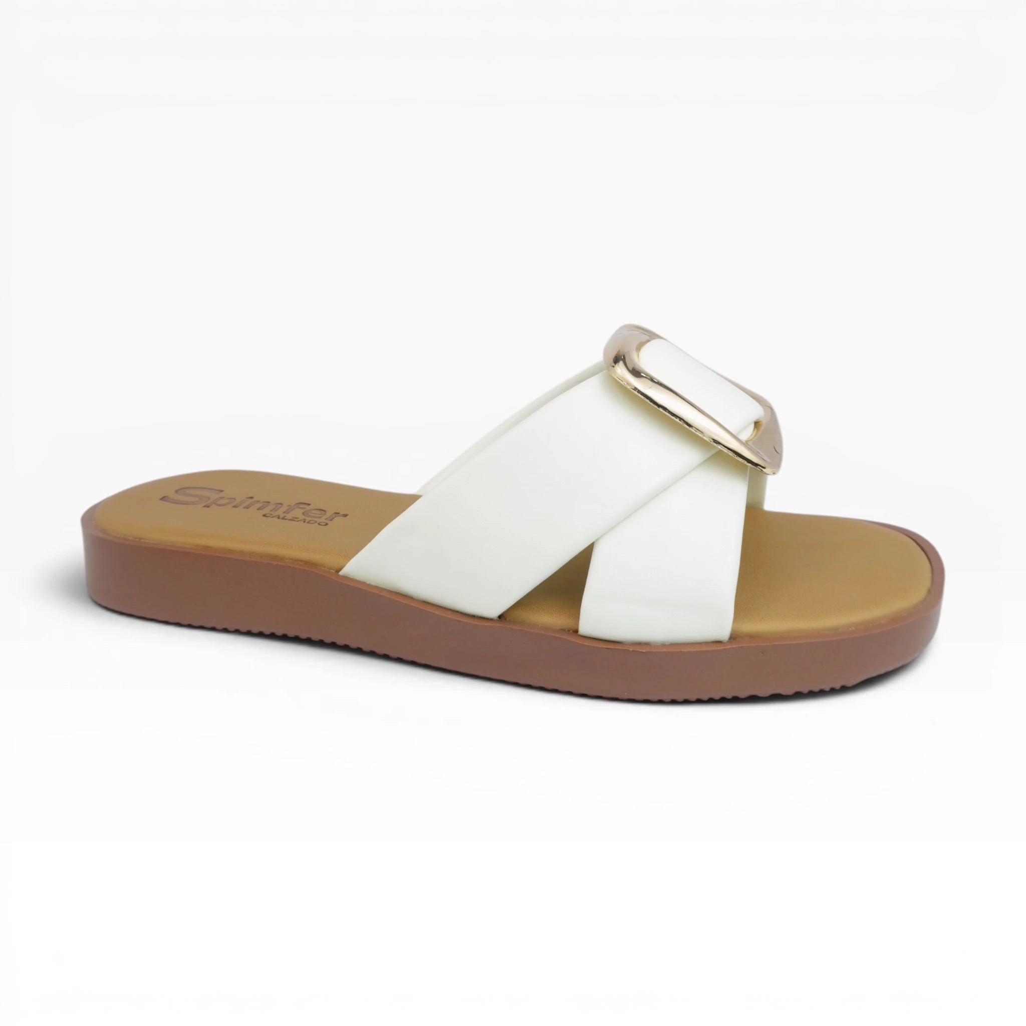 Sandalias Bajas Destalonadas para Mujer Spimfer con Hebilla Dorada