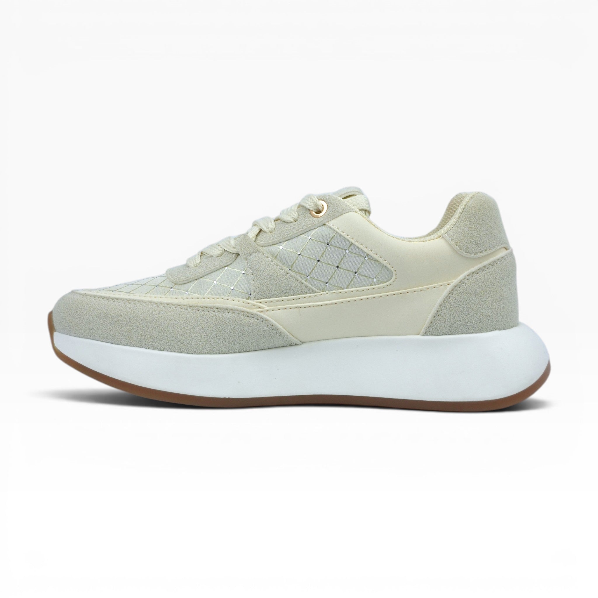 Tenis Spimfer Beige Texturizados para Mujer: Plataforma y Elegancia Casual