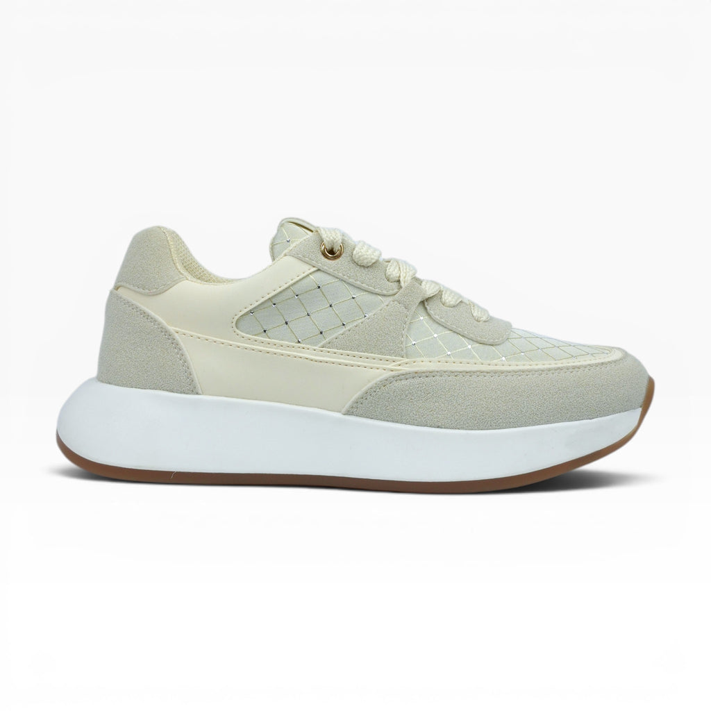 Tenis Spimfer Beige Texturizados para Mujer: Plataforma y Elegancia Casual