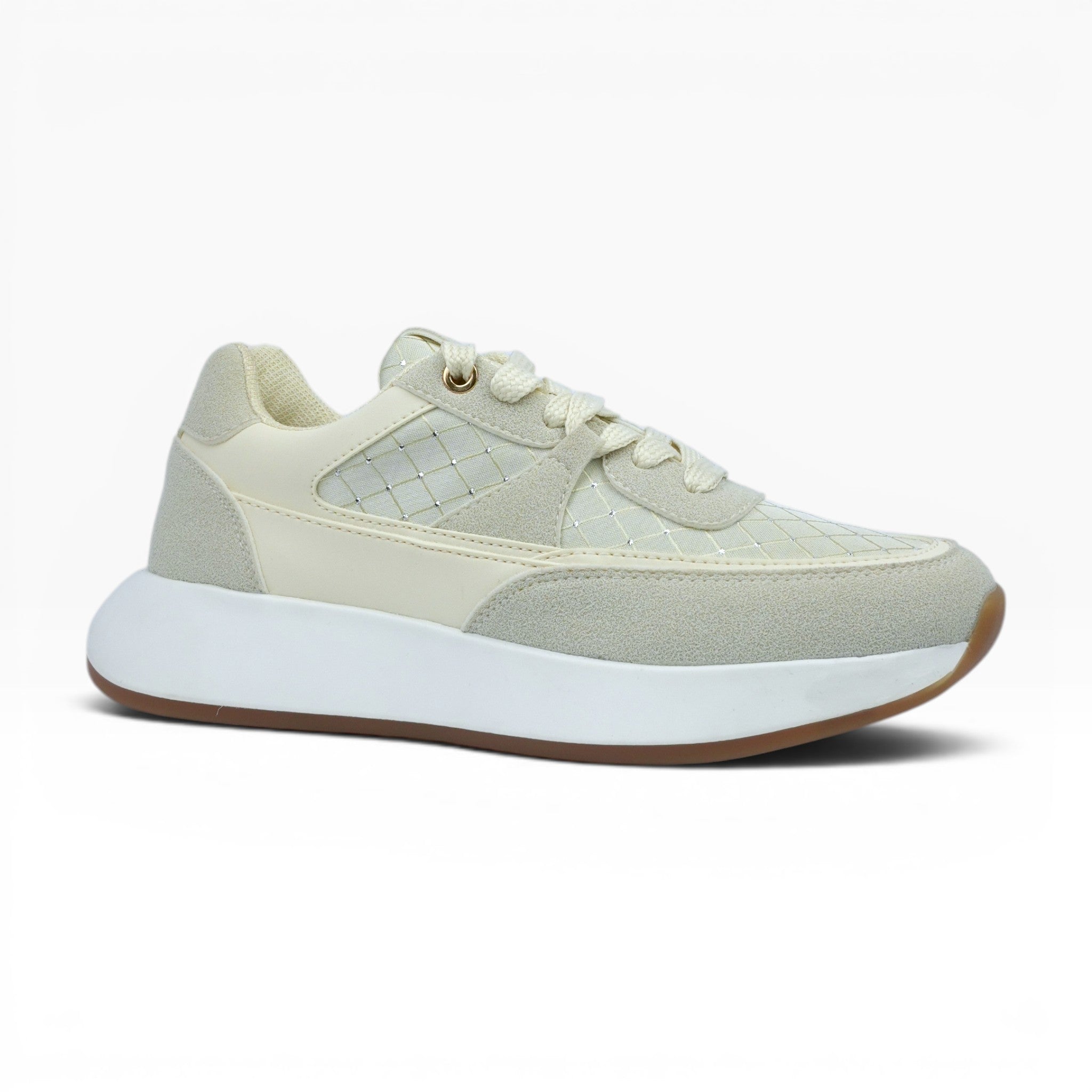 Tenis Spimfer Beige Texturizados para Mujer: Plataforma y Elegancia Casual
