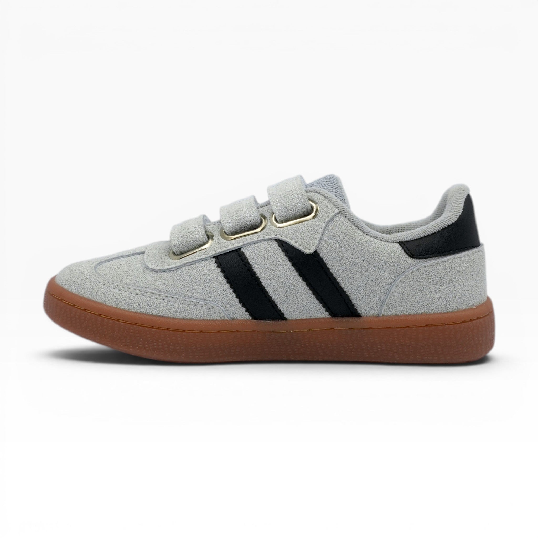 Tenis Gris Spimfer Tipo Samba con Velcro para Mujer: Estilo Retro y Confort