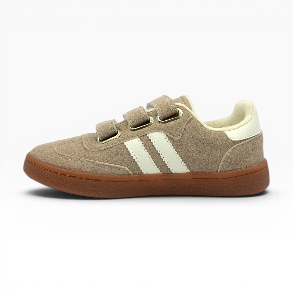 Tenis Beige Spimfer Tipo Samba con Velcro para Mujer: Estilo Retro y Confort