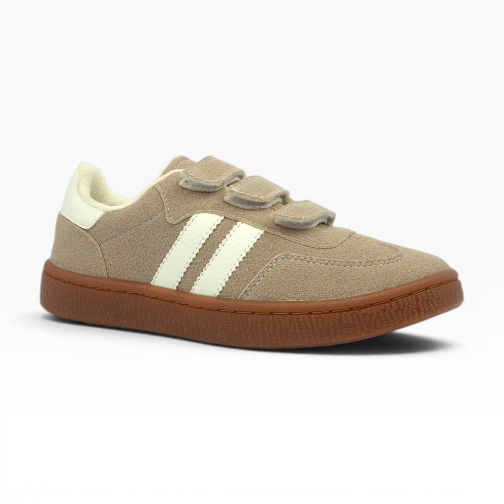 Tenis Beige Spimfer Tipo Samba con Velcro para Mujer: Estilo Retro y Confort