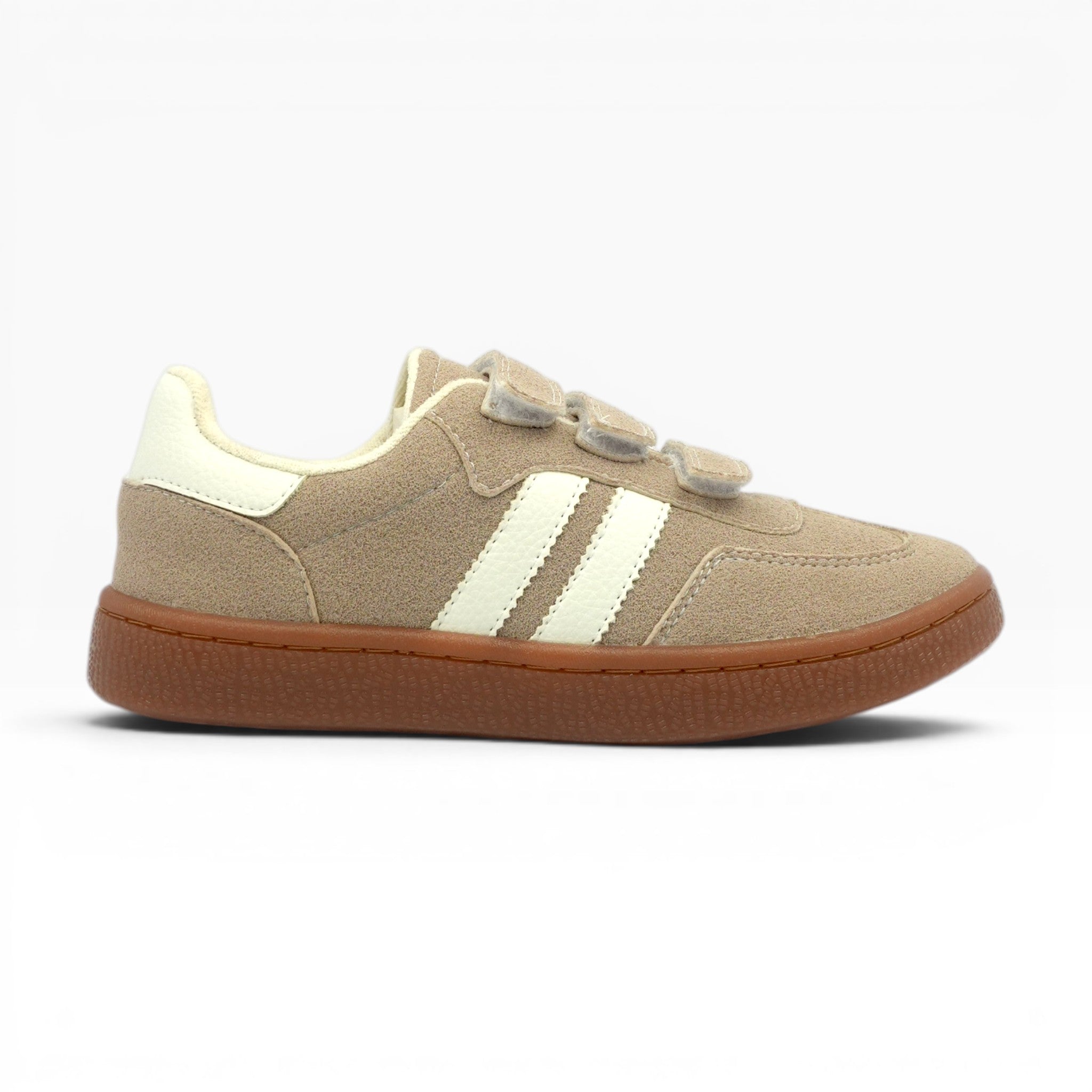 Tenis Beige Spimfer Tipo Samba con Velcro para Mujer: Estilo Retro y Confort