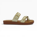 Sandalias Tres Puntadas Spimfer Champaña para Mujer: Comodidad y Brillo Casual